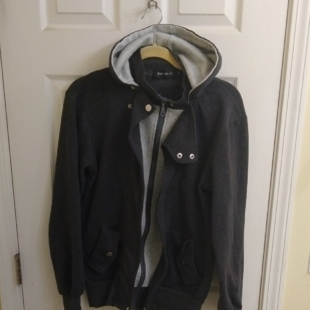 New Look Black and Gray Zip Up Sweater
